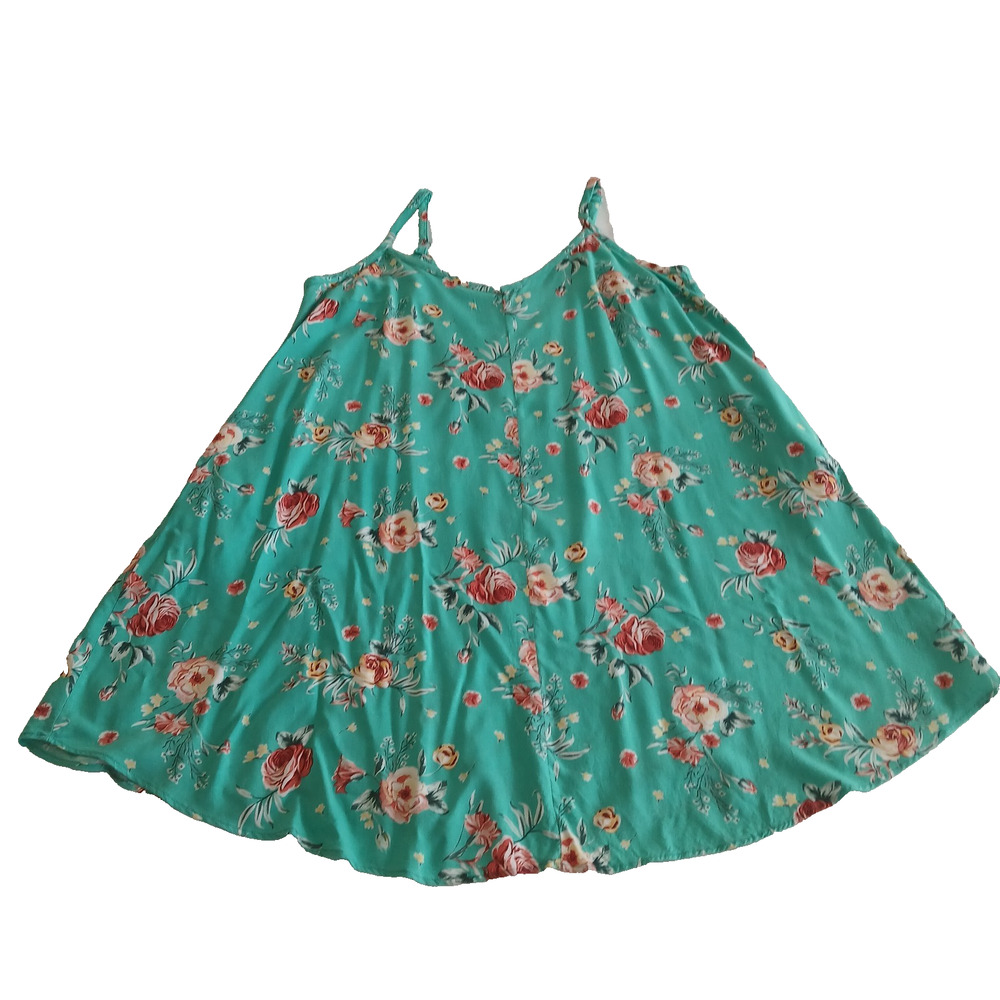 Torrid Dress Women Plus Size 1 Aqua Floral Mini Sundress Sleeveless Flowy Summer